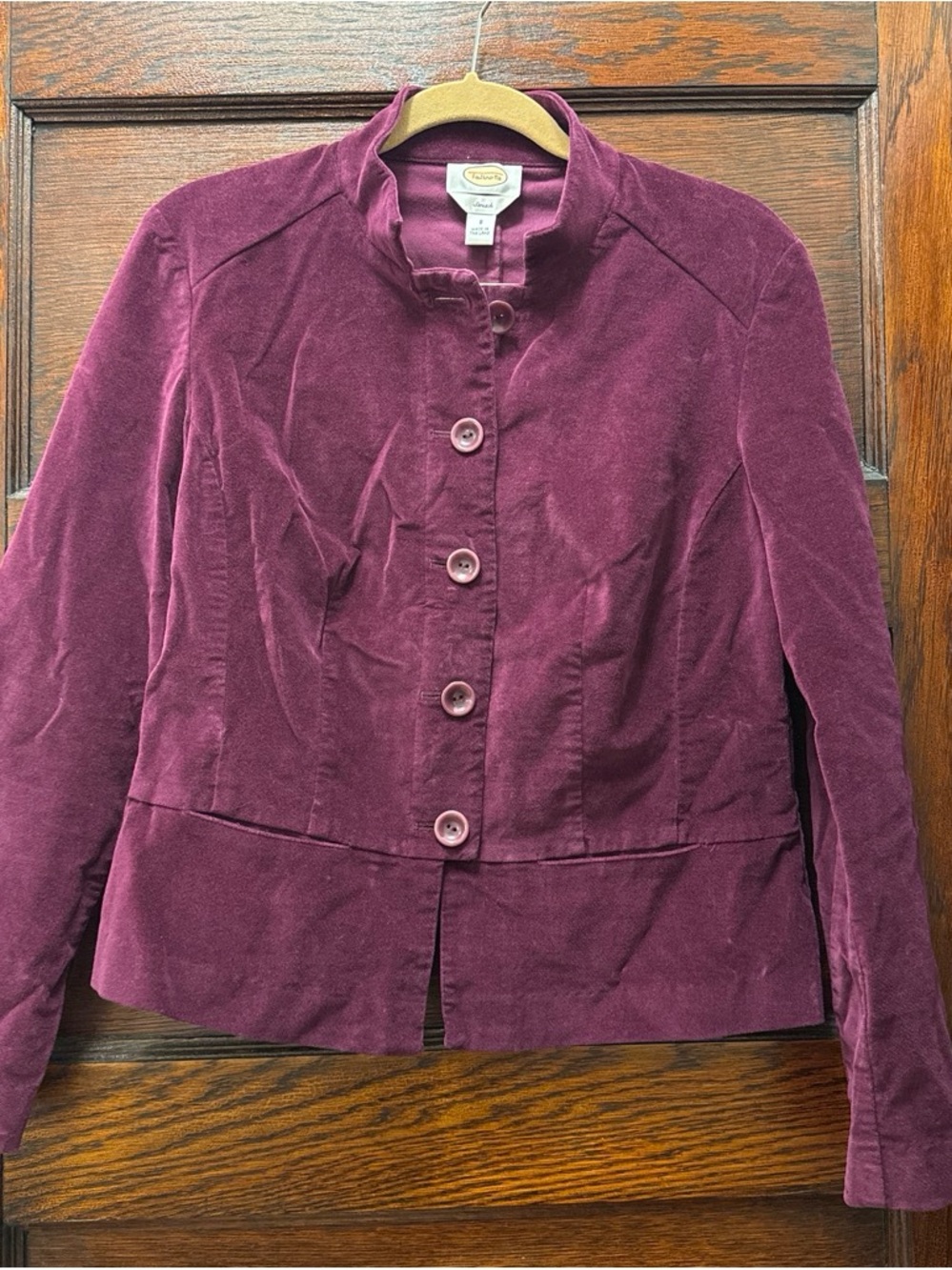Talbots Plum Velvet Button-Front Blazer